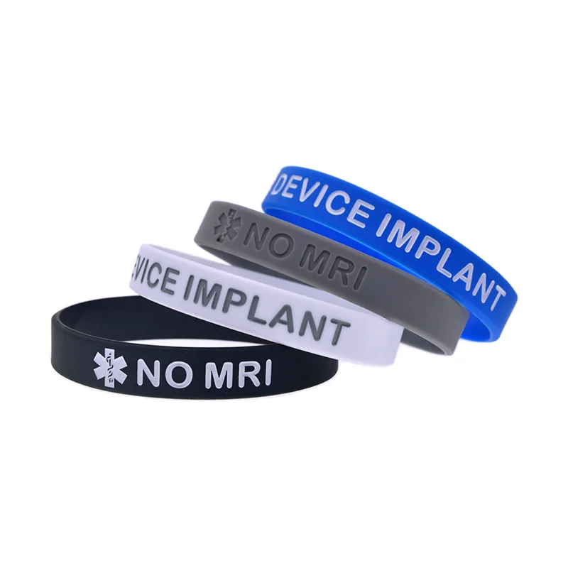 50 шт. без Mri Device Implant Силиконовый браслет Медицинский резиновый с оповещением 4