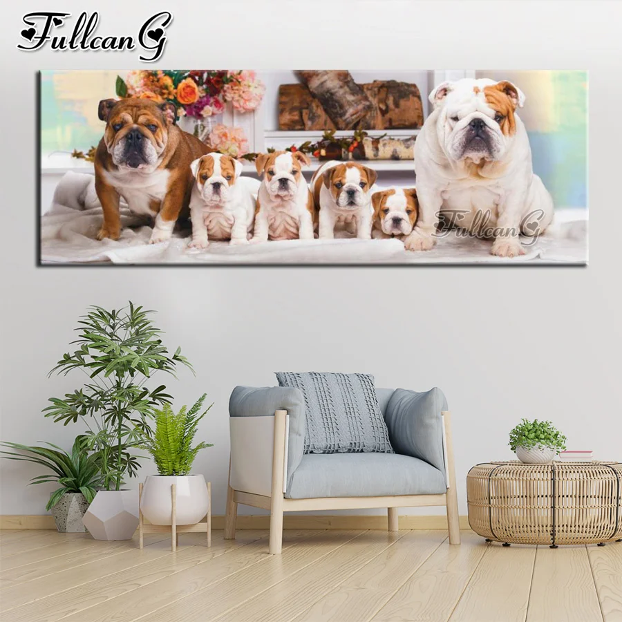 

FULLCANG french bulldog large 5d diamond painting cute dog full rhinestone embroidery pet animal Needlework home decor FG0862