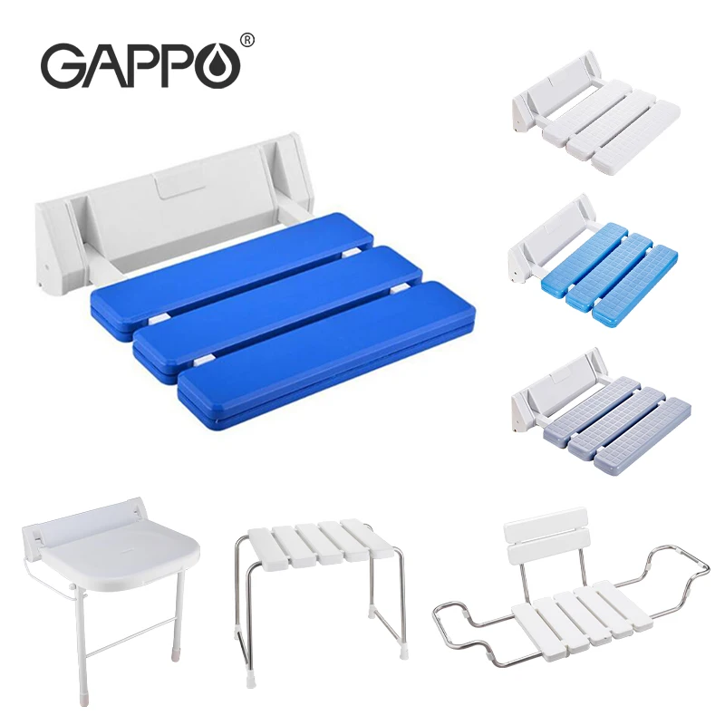 GAPPO Wall Mounted Folding Chair Bathroom Chair Shower Seat Toilet Shower Bench silla plegable banquetas para cozinha
