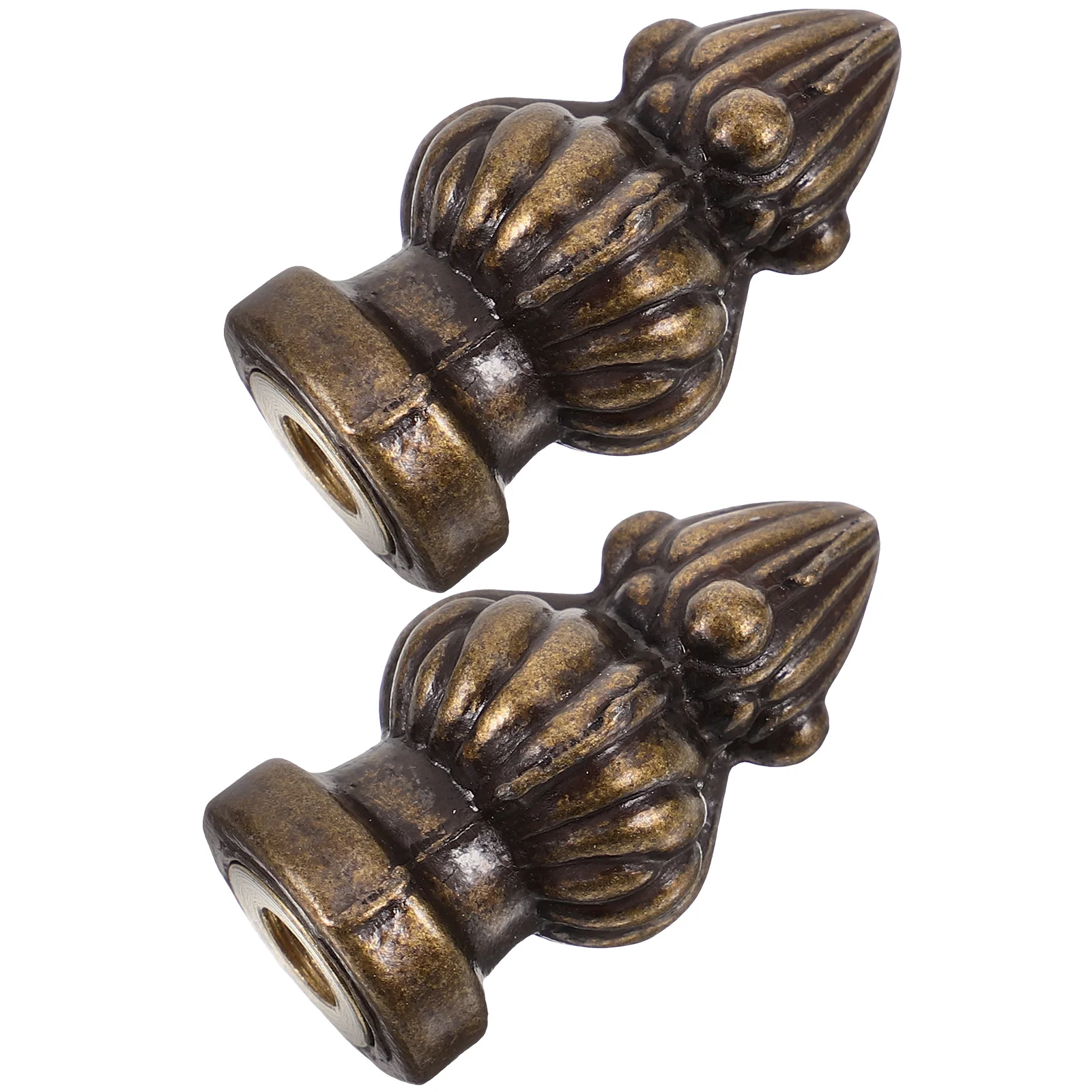 

2 Pcs Lamp Finials Table Metal Nuts Horn Frame Decorations Copper Knobs Light Caps
