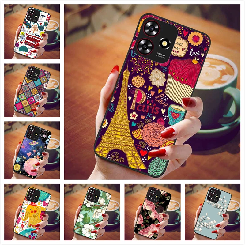 Мягкий бампер из ТПУ с тиснением для ZTE Axon 50 Lite 3d-рельефные Чехлы Blade A73 4G / черного