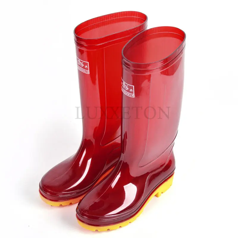 

Men's Safety Work Rainboots PVC Waterproof Water Shoes Wellies Autumn Non-Slip Knee-High Rain Boots Male Rubber Galoshes
