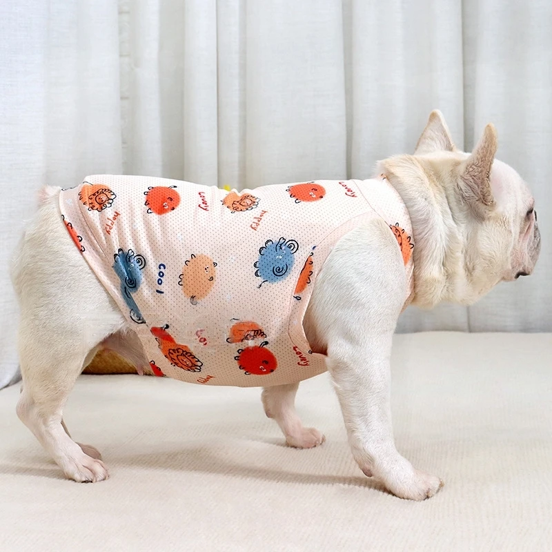 

Summer Thin Dog Vest Sling Mesh Fabric Fat Dog Size Pet Clothes Corgi Pug Dog Costume Dog Clothes for French Bulldog