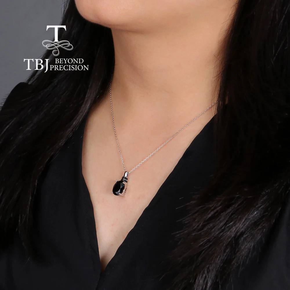 Простое модное дизайнерское ожерелье с подвеской из натуральной черной шпинели