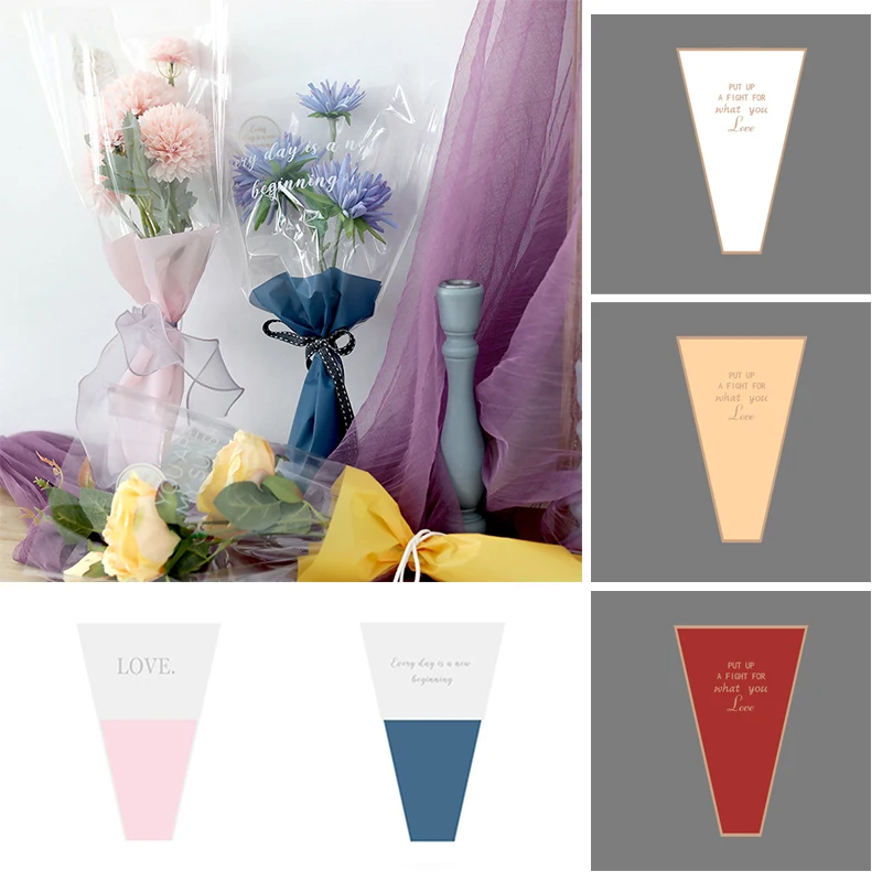 

30/50pcs Florist Supplies Packaging Bag Wrapping Paper Bag Bouquet Transparent Rose Flower Material