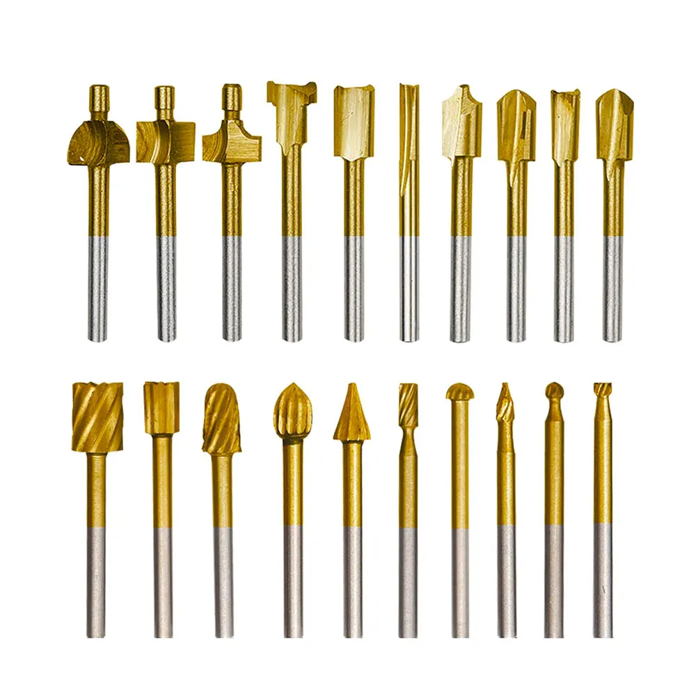 Krachtige 20Pcs Router Bit Rotary Tools Accessories  And Router Carbide Engraving Bits  Woodworking Carving Carved Knife Cutte