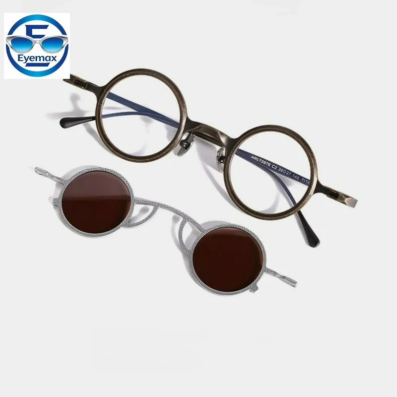 Солнцезащитные очки 2026 Vintage Small Round из чистого титана для мужчин, высококачественные, с магнитным креплением для очков для близорукости, для активного отдыха, вождения, спорта, UV400 (art.: 3920d94f2ca28) - 3920d94f2ca28
