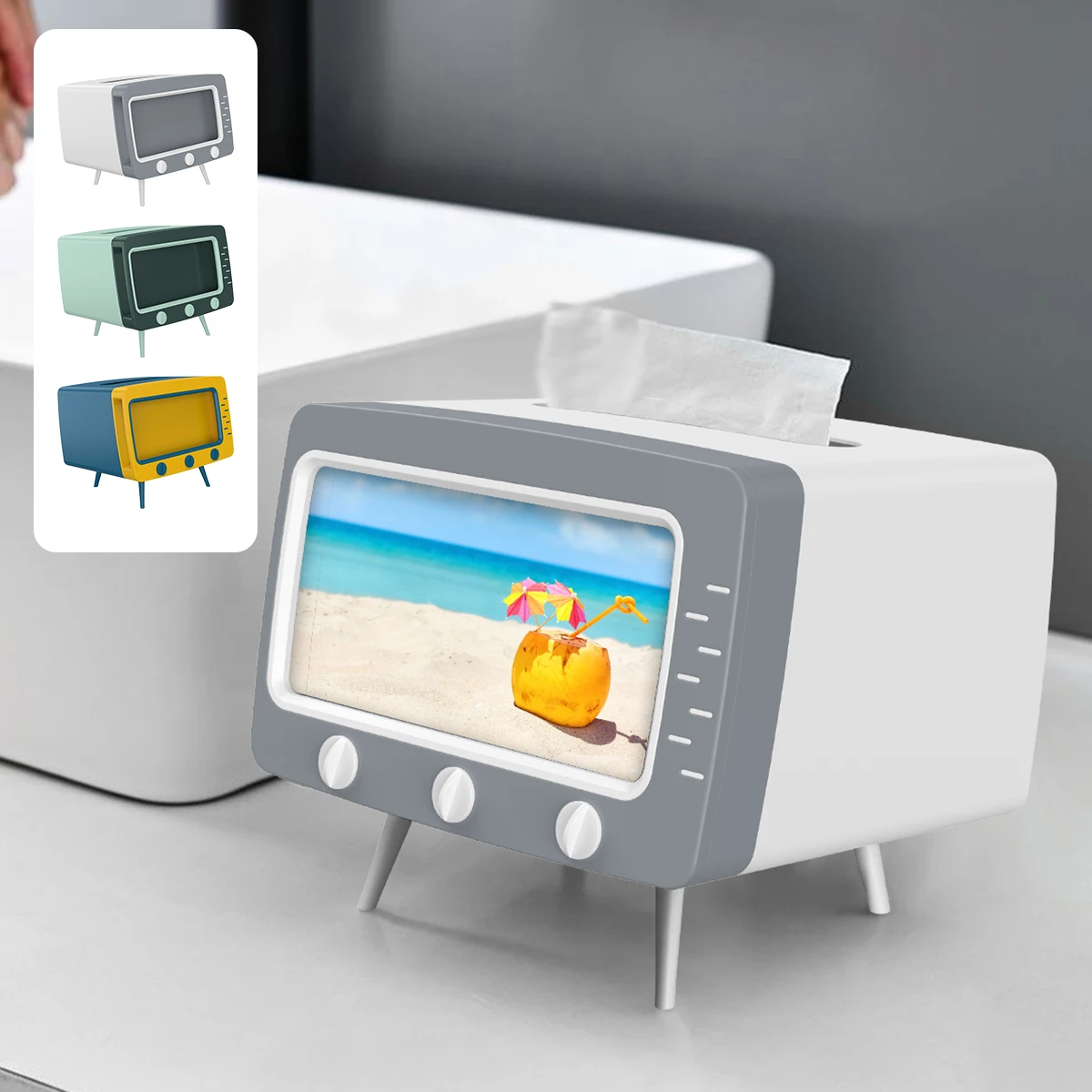 

Коробка для салфеток в форме телевизора, многофункциональная зеркальная коробка, креативные Чехлы для хранения салфеток, милая зеркальная ...