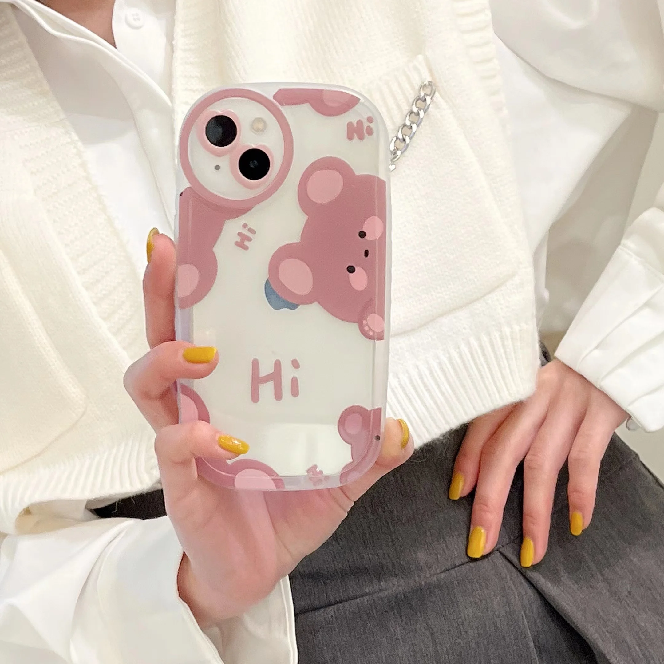 

Fashion Hi Blush Bear Case for IPhone 13 Pro Max 12 Pro Max 11 Pro Max X XR XS Max Soft Cover