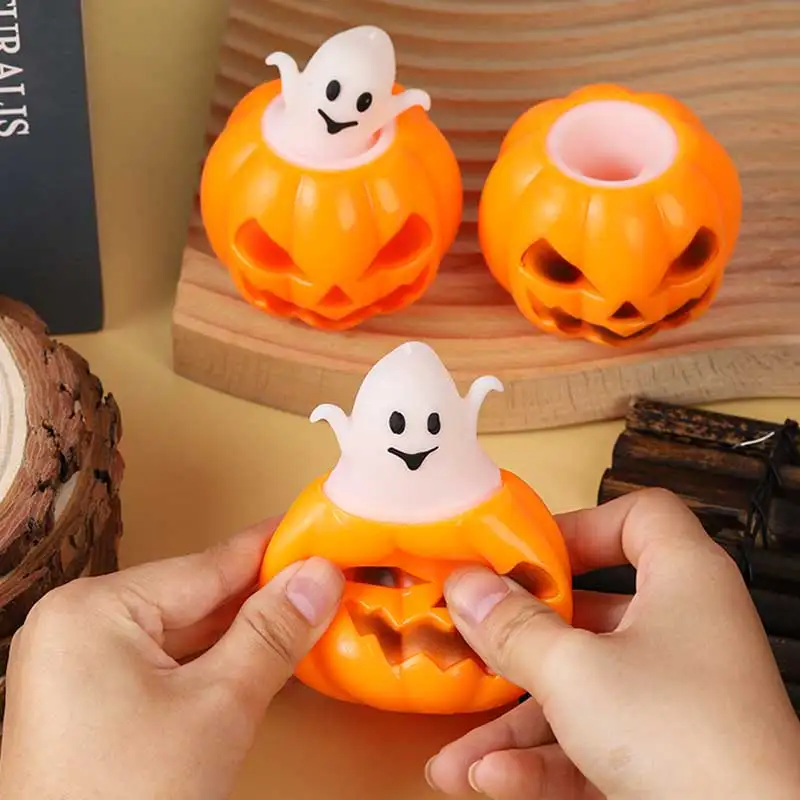 

Pumpkin Ghost Decompression Toy Thermoplastic Rubber Squeeze Bouncy Ball Kids Toys Halloween Party Decorations DIY Home Supplies