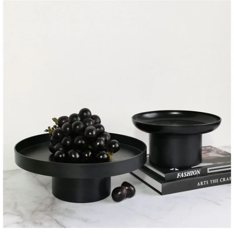 

Round Black White Decorative Tray Storage Organizer ABS Tray Fruit Perfume Cosmetic Tray Home Decor Plates Simple Storage Plate