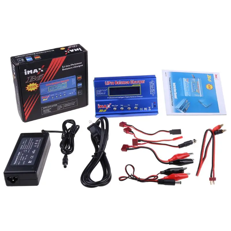 

B6 80W 6A Charger Lipo NiMh Li-Ion Ni-Cd Digital RC Balance Discharger 15V 6A Adapter for Airplane Car Toys