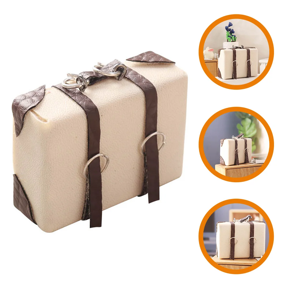

House Furniture Luggage For Playing House 1:12 Miniature Vintage Travel Pu Carrying Micro Scene