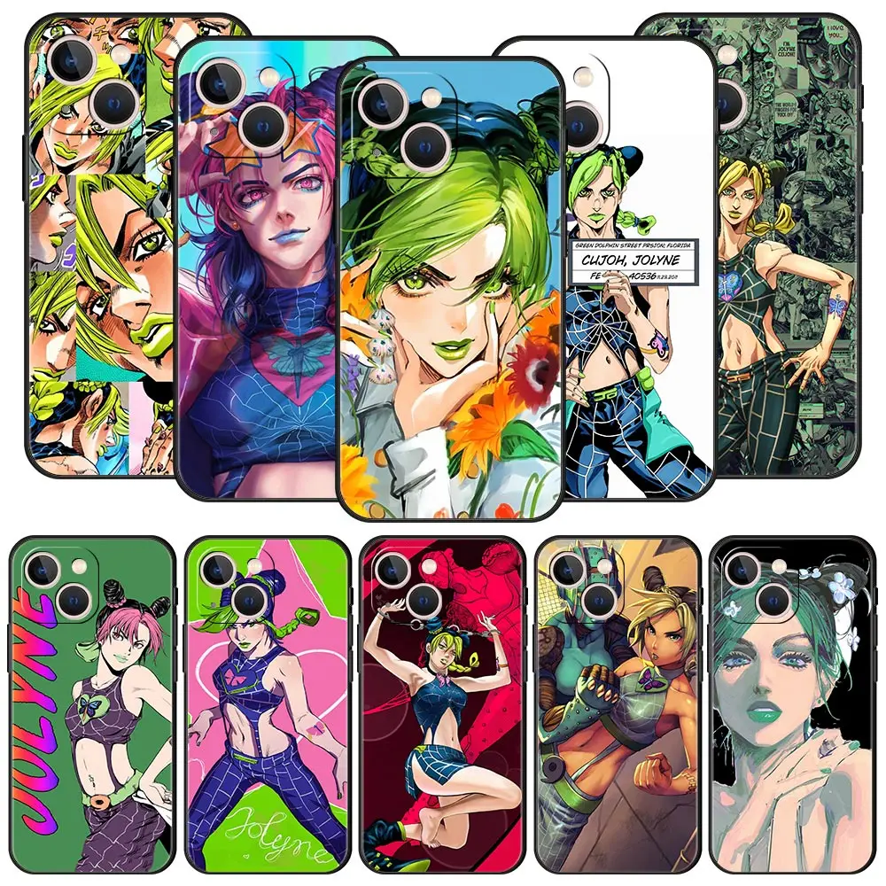 

Jolyne Cujoh Stone Ocean JOJO Luxury Phone Case For iPhone 13 Mini 12 11 Pro MAX XR X SE XS 7 8 Plus Silicone Black Cover Funda