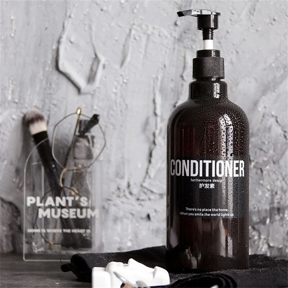 

Bathroom Brown Plastic Liquid Storage Sub Bottling 250ml 500ml Soap Dispenser Hand Body Wash Conditioner Shampoo Bottle