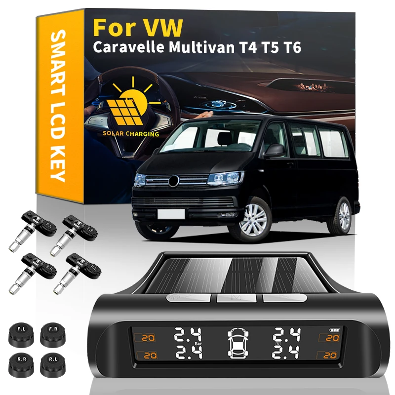 

Car TPMS Tire Pressure Monitoring System Solar Power Digital LCD Security Display For Volkswagen Caravelle Multivan T4 T5 T6