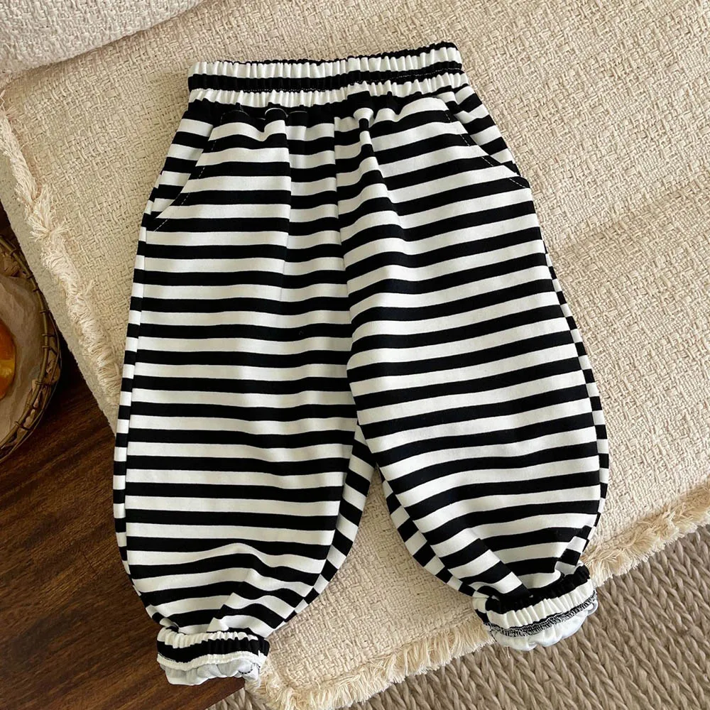 

Toddler Boy School Pants Cotton Striped Casual Loose Children Clothing Unisex Autumn Girls Trousers