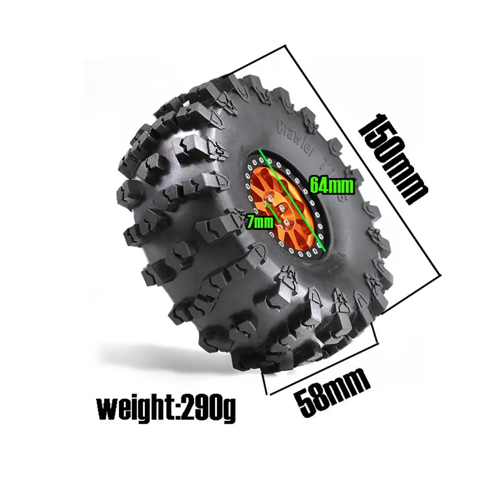4pcs 2.2 Inch Beadlock 10-Spokes Wheel Rims & Rubber Tire for 1/10 RC Crawler Axial SCX10 RBX10 Wraith 90048 90018 Traxxas TRX4 enlarge
