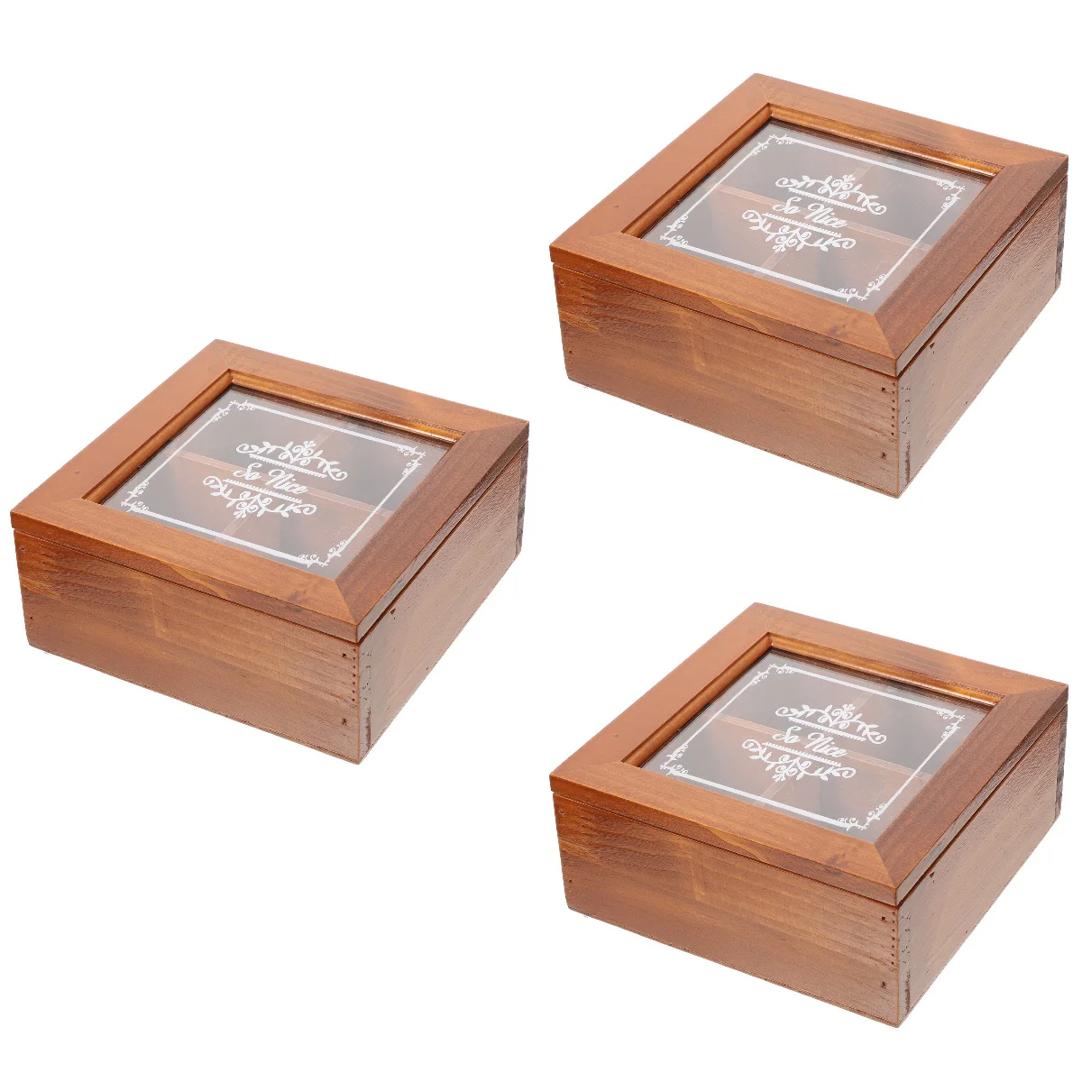 

3pcs Wooden Jewelry Organizer Vintage Storage Box Four Compartment Storage Case
