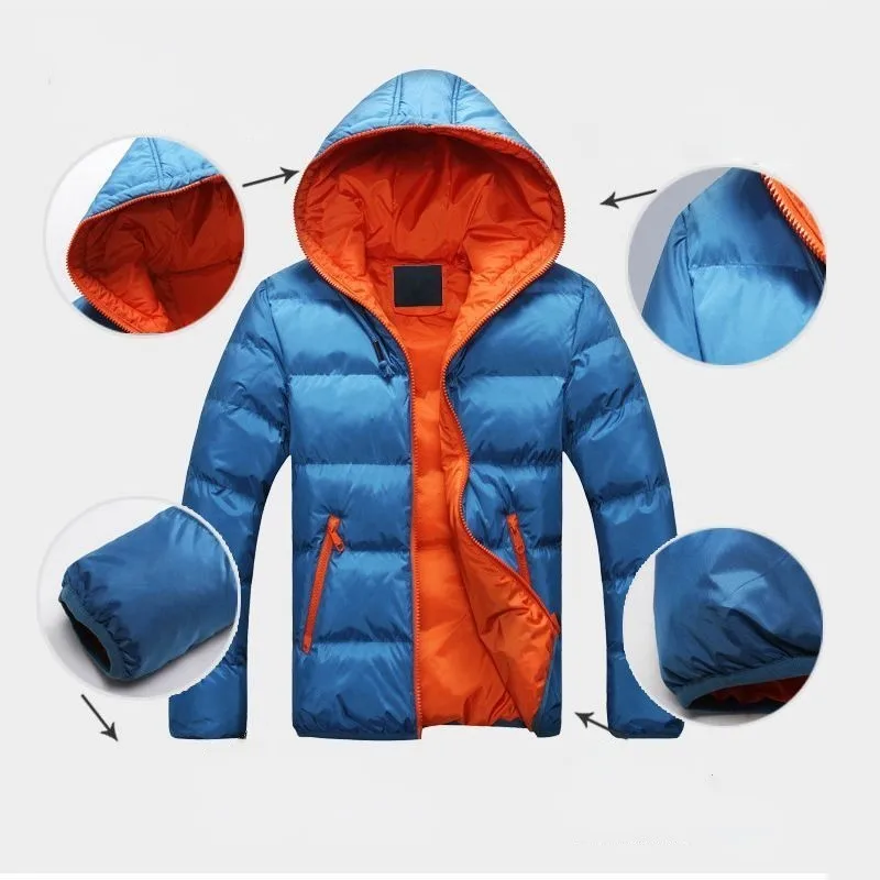 Short Casual White Duck Velvet Winter Jacket Men Windproof Rainproof Hooded Padded Jacket Outdoor Warm Women Slim Fit Coat