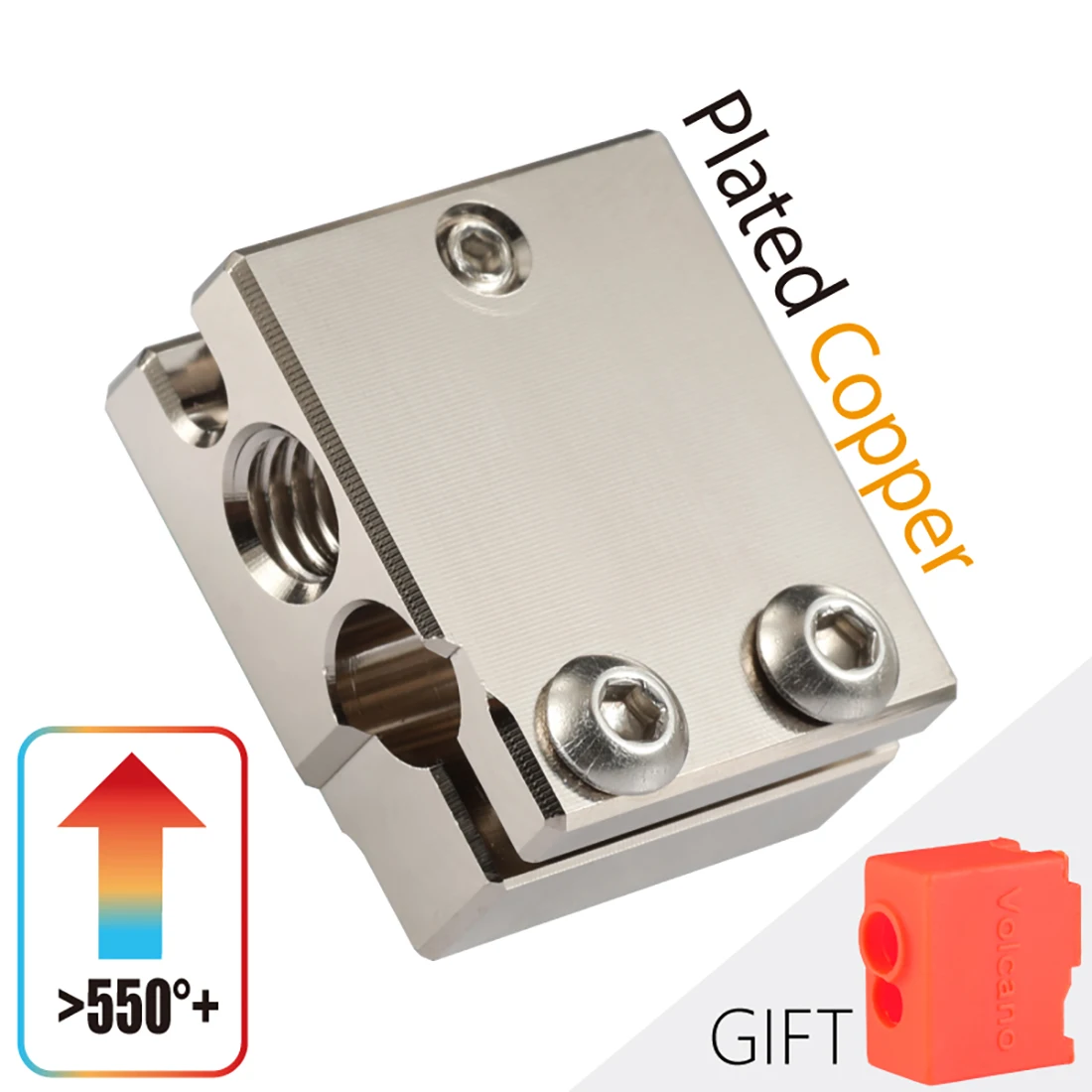 Top NF-V6 PT100 Volcano Plated Copper Heat Block For Volcano Hotend 3D Printer For DDG Extruder Heated Block Top NF-V6 PT100 Volcano Plated Copper Heat Block For Volcano Hotend 3D Printer For DDG Extruder Heated Block