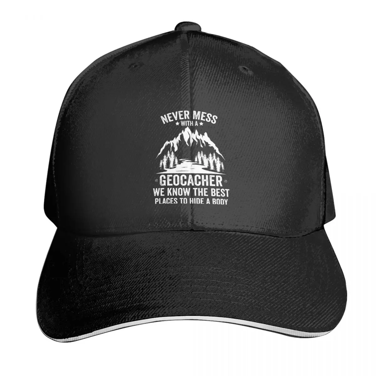 

Never Mess With A Geocacher We Know Casquette, Polyester Cap Customizable Unisex For Travel