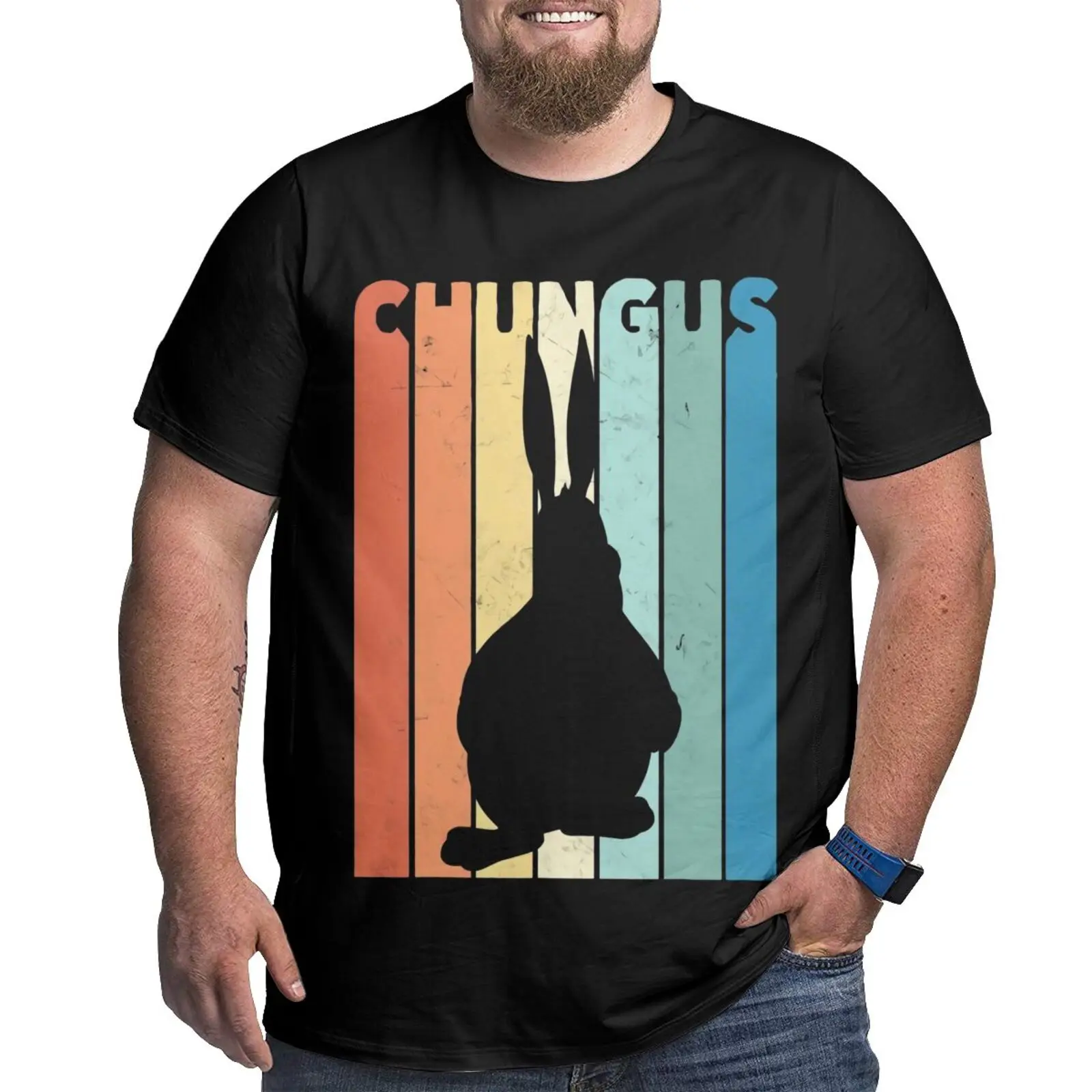 Фото Большая игровая футболка Chungus 80-х годов с сырым мемом, футболки большого размера, Мужская одежда, мужская одежда, футболки для мужчин, футбол... №1
