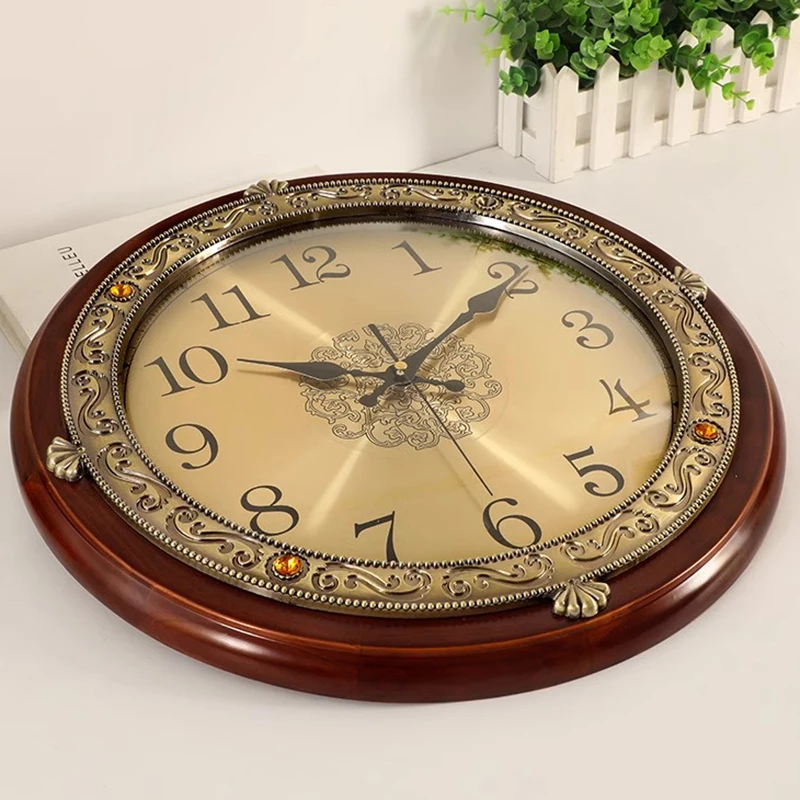 Деревянные настенные часы круглые бесшумные односторонние предметы украшения