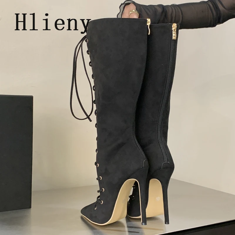 Дизайнерские женские ботинки Hlieny с острым носком, ажурные, дышащие, с перекрестными ремешками, на шнуровке, модные сандалии на тонком каблуке с молнией (art.: 3920d4cce8e7e) - 3920d4cce8e7e