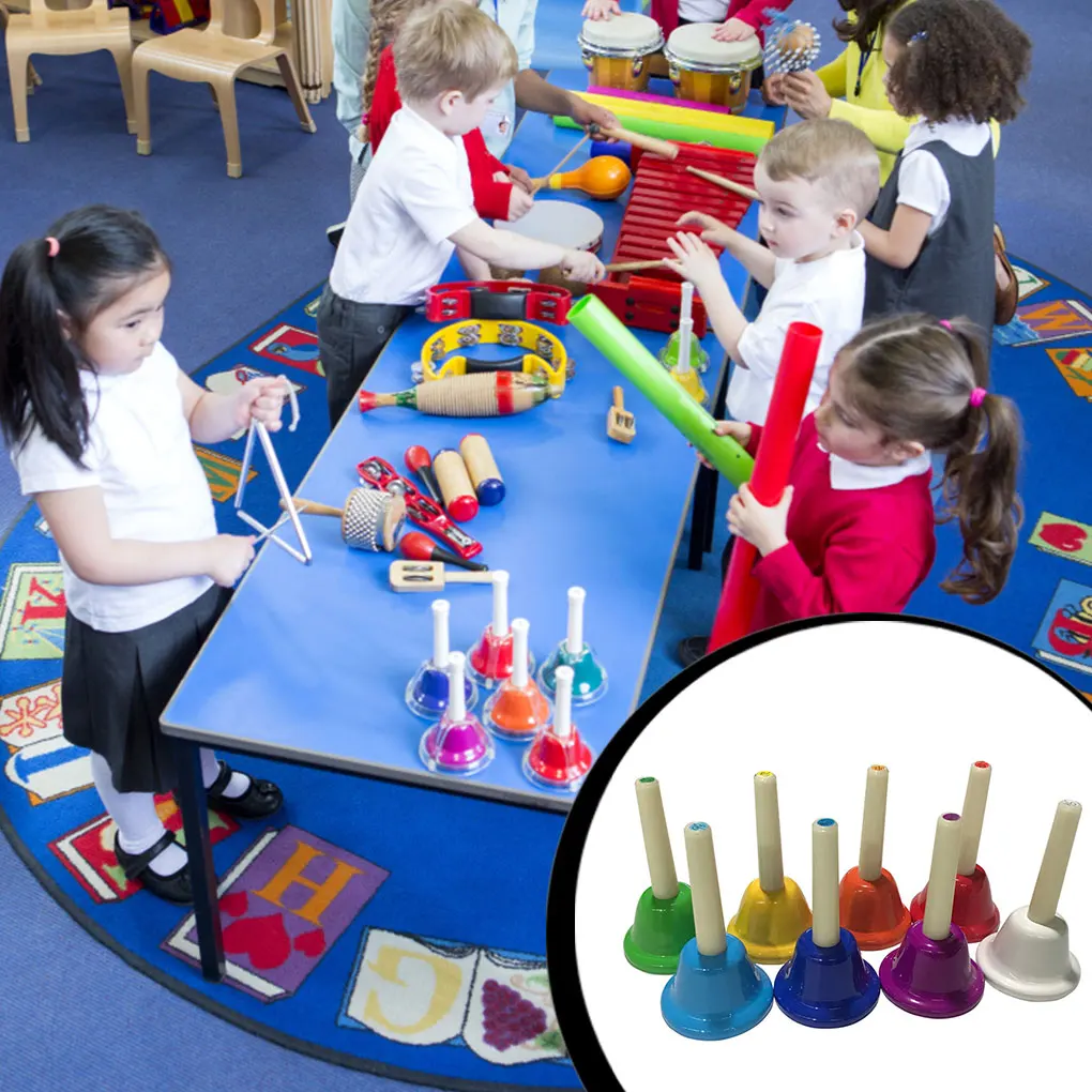

8-Note Hand Bell Colorful Metal Bells Development Musical Percussion Toy