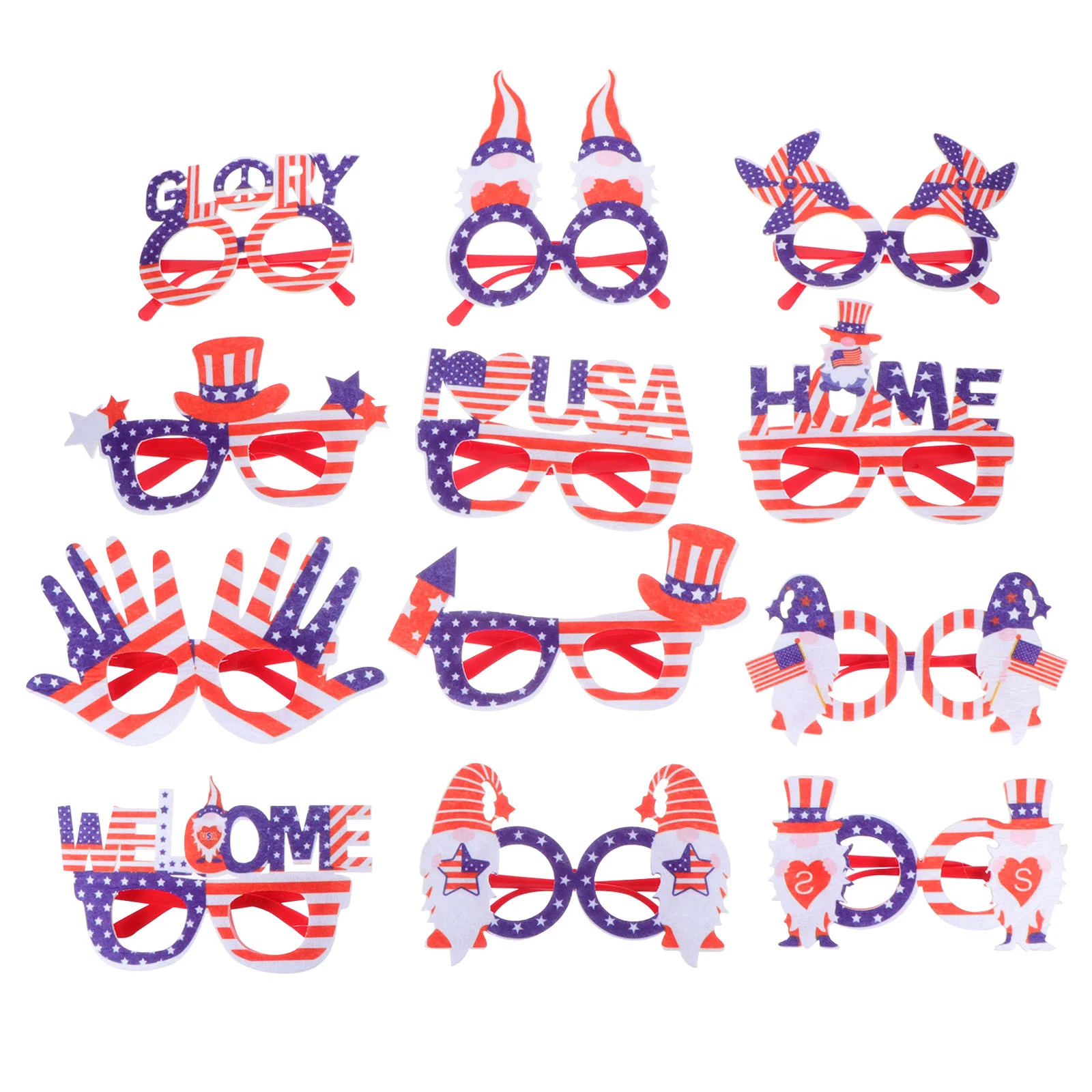 

12Pcs Glasses Independence Day Glasses Adorable Party Eyeglasses Decorative Eyeglasses for Photo Props Costume