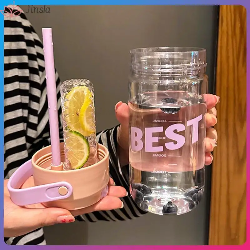 

Straw Food Grade Portable Not Afraid Of Hot And Cold One Key To Open The Cover Outdoor Summer Tick Mark Easy Pc Transparent