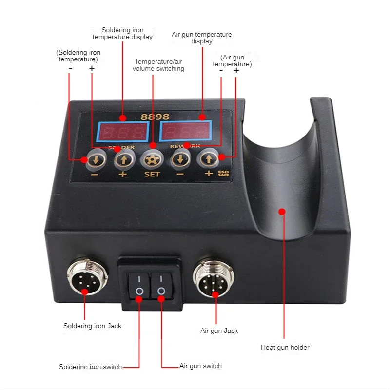 8898 Термофена электрический паяльник сварочная станция два в одном компьютерный