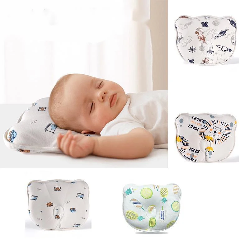 

Newborn Pillow Baby Positioner Cushion Pillow Anti-roll 28x25cm Silicone Breathable Cartoon Pattern Infant Bedding 0-1 Year