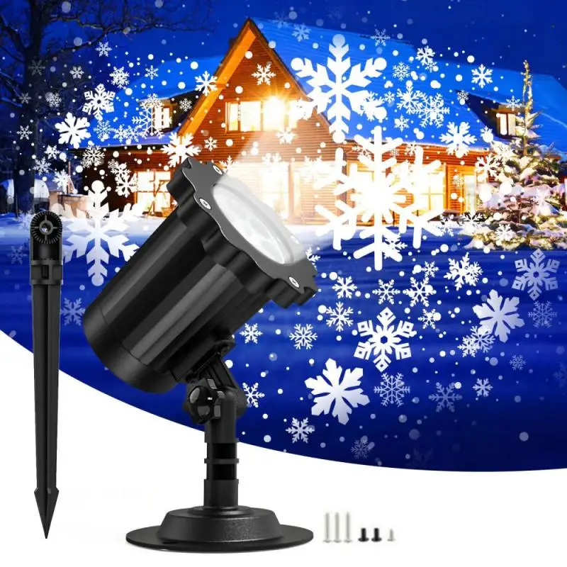 

LED Snowflake Projector Lamp Rotatable Christmas Projection Light Reusable Outdoor Lighting Decorative Colorful For Party Stage