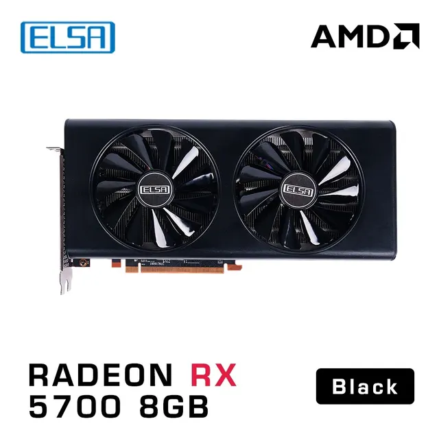 ELSA Black AMD Radeon RX 5700 Видеокарта 8 ГБ GDDR6 256 бит для компьютерных игр и офисных видеокарт