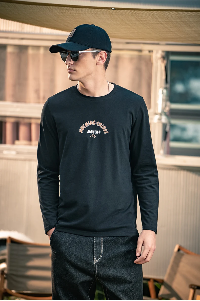 

Мужская футболка с длинным рукавом, из натурального хлопка, осень 7453