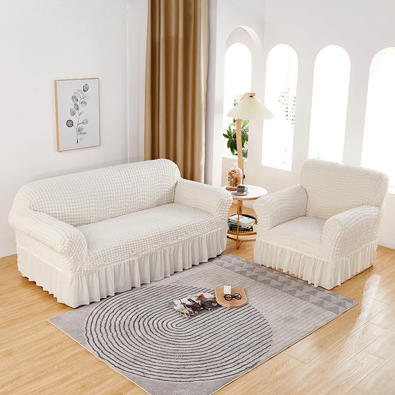 

Pure color set of living room sofa combination of antiskid stretch sofa dust cover