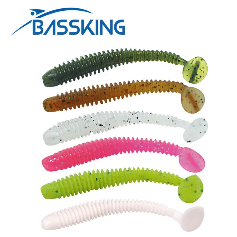 

40Pcs Soft Bait Worm Grubs T Tail Wobblers Fishing Lure 5cm 0.7g Carp Artificial Silicone Salt Smell Bass Pike Fishing Lures