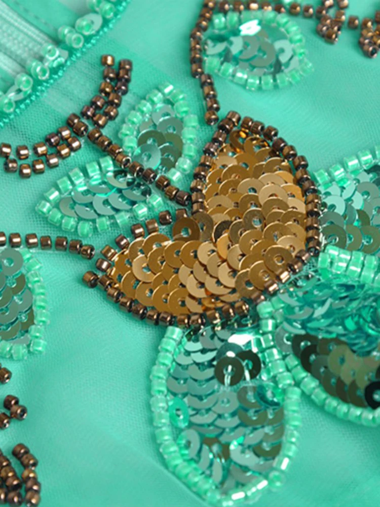 Женское дизайнерское платье с коротким рукавом AELESEEN длинное Сетчатое офисное