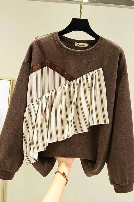 2022 Autumn Winter Korean Fake Long Sleeved Women's Stripe Design, Versatile, Loose And Fashionable Women's Sweater images - 6