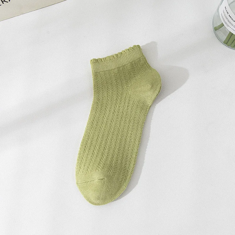 HSS Brand Women's Socks Summer Thin Section Morandi Cute Japanese Hollow Breathable Mesh Socks