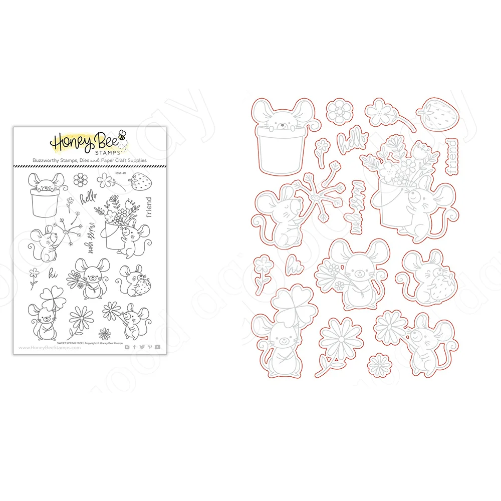 

2022 Easter, Sweet Spring Mice,metal Cutting Dies and Stamps Scrapbooking Diy Decoration Craft Embossing