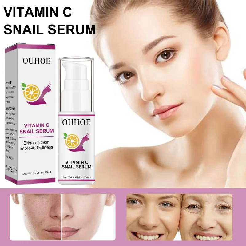 

30ml Vitamin C Snail Serum Anti-Aging Shrink Pore Brighten Skin Collagen Serum Improve Dullness Dark Spot Remover For Face