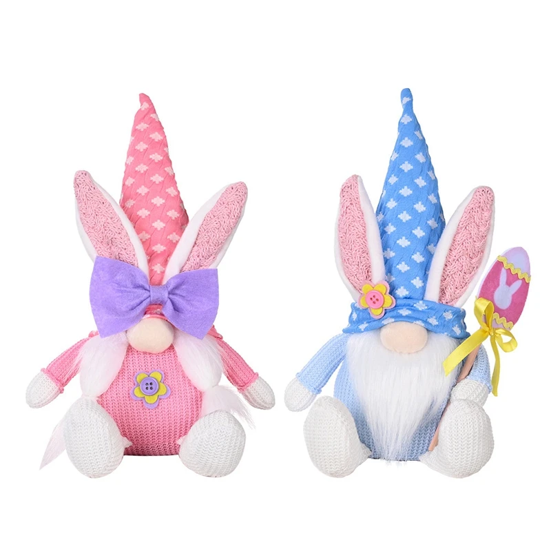

2PCS Easter Plush Bunny Gnome, Handmade Rabbit Gnomes Faceless Doll Easter Ornaments, Kids Toys Boys Girls Present