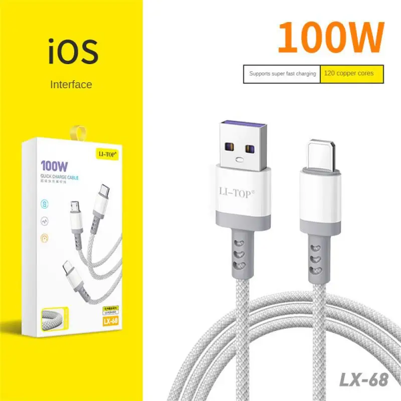 

100W Three-in-One Data Cable Fashion Style USB Fast Charge For Android Type-c Data Cable Triple For Iphone Usb Cable Extension