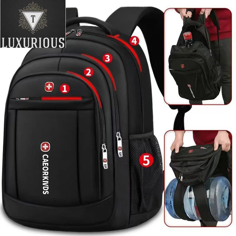 

Вместительный школьный рюкзак для мужчин, водонепроницаемый деловой дорожный Многофункциональный ранец для ноутбука с USB-зарядкой, 16 дюймов
