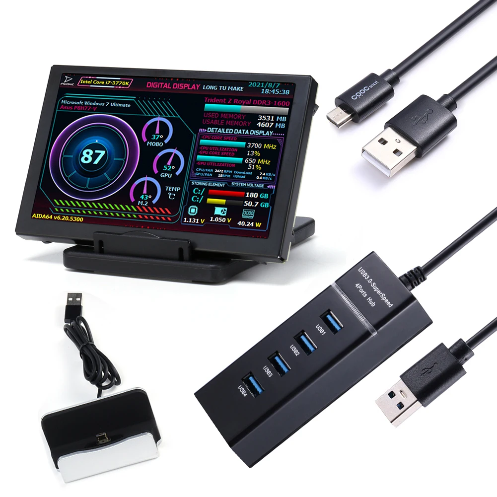 

5.0 Inch 800*480 Mini Capacitive Screen IPS Module For AIDA64 Chassis USB Computer Monitor USB LCD Display PC MOD Case DIY Board