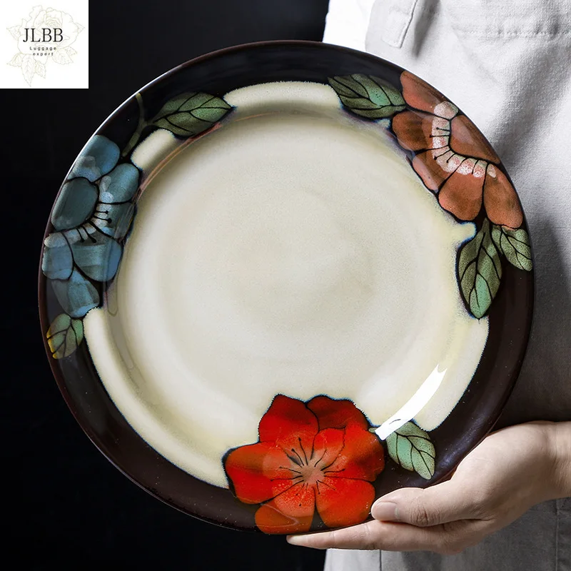 

11-дюймовая американская винтажная тарелка для стейка, большая креативная Цветочная обеденная сервировочная посуда, керамические тарелки д...