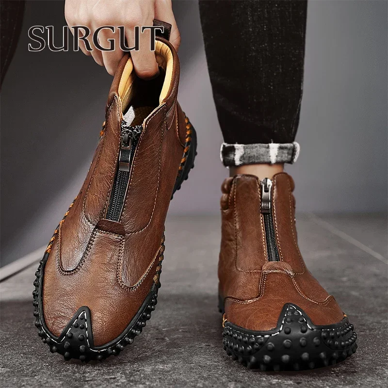 SURGUT/модные осенне-зимние мужские ботинки повседневная винтажная уличная обувь